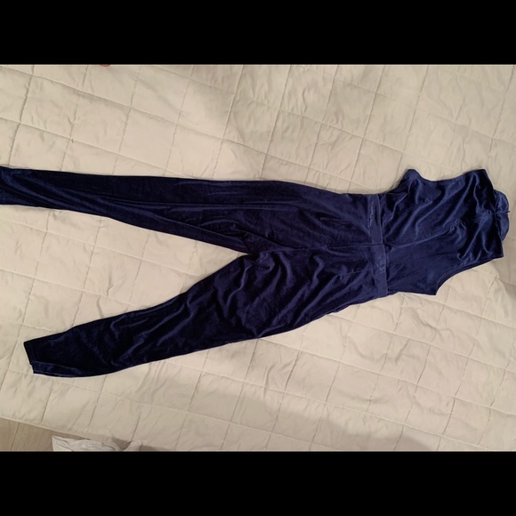 Blue Velvet Jumpsuit - Picture 4 of 5